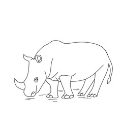 Rhinoceros vector illustration, realistic animal sketch, suitable for Vintage Logo. etching style.