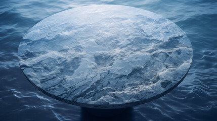 blue marble table in the water