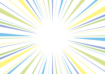 集中線　カラフル　青　黄緑　黄色　背景