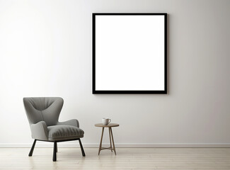 An empty frame frame above chair