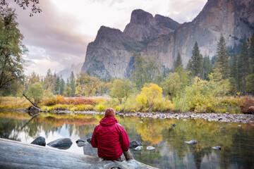 Hike in autumn Yosemite