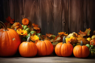 Autumn pumpkins as Thanksgiving decoration