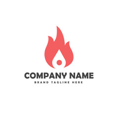 Fire flame simple logo design with location icon inside, with elements, flame and location icon, suitable for brand logo of business, company, etc.