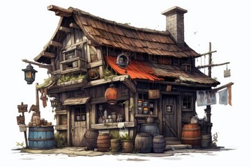 2d illustration of a fantasy medival house 