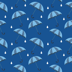Fototapeta na wymiar Umbrella seamless Rainy Blue background 