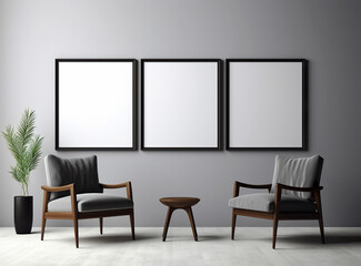 An empty frame frame above chair