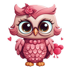 Cute Pink Owl Clipart Illustration