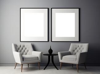 An empty frame frame above chair