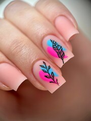 Vertical shot of a beautiful nail design on square nails