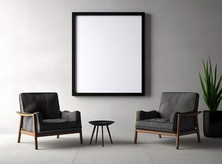 An empty frame frame above chair