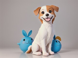 Cute happy dog on a white background. generative ai