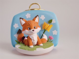 Cute happy fox on a white background. generative ai