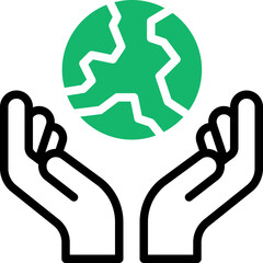 save the planet flat line icon