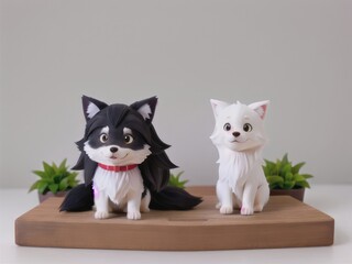 Obraz premium Cute happy wolf on a white background. generative ai