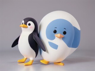 Cute happy penguin on a white background. generative ai