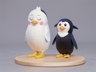 Obraz premium Cute happy penguin on a white background. generative ai