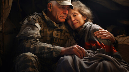 The soldier's grandparents welcome them back with immense pride and love. Their eyes fill with tears as they express admiration for their grandchild's bravery