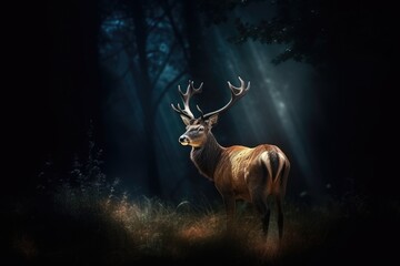 Wild deer in the forest background