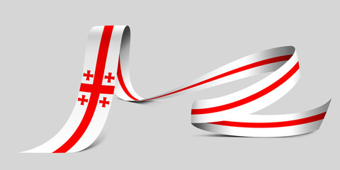 3D illustration. Flag of Georgia on a fabric ribbon background.