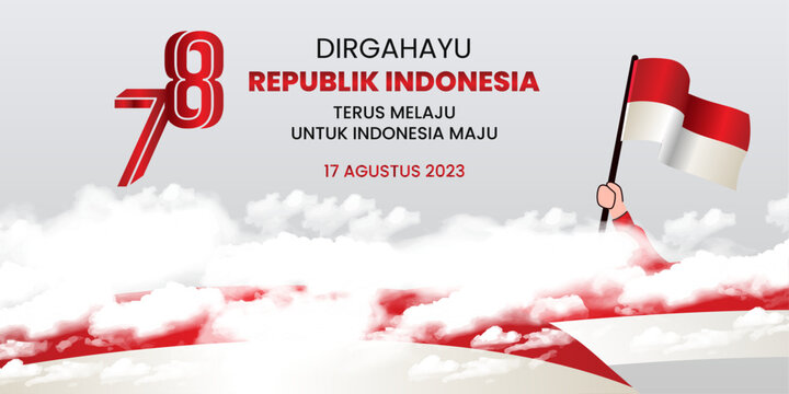 78 Years Of Independence Day Republic Of Indonesia. Dirgahayu Kemerdekaan RI 2023. (English Translation: Indonesian Independence). Illustration Logo, Banner, Poster Design. EPS 10.