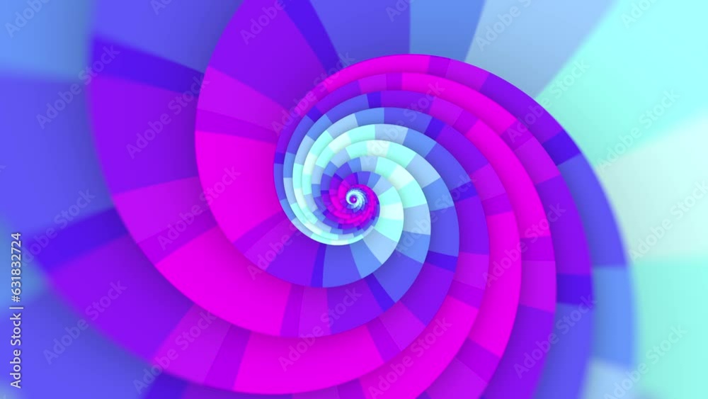 Wall mural minimal spiral in infinite rotation. abstract background in blue and purple color. dizzy concentric 