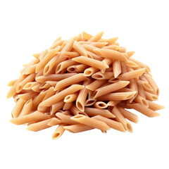 Wholemeal Penne pasta isolated on transparent backround.