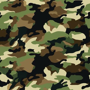 military camouflage background in khaki greens and browns , generative ai