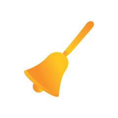 golden hand bell design. metal equipment sign and symbol.