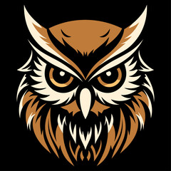Owl face vector for logo or icon, clip art, drawing Elegant minimalist style, abstract style Illustration