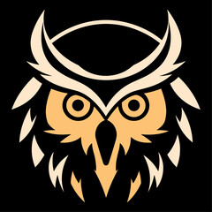 Owl face vector for logo or icon, clip art, drawing Elegant minimalist style, abstract style Illustration