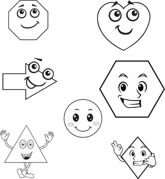 Free vector stroke geometric shapes set, shates coloring pages,