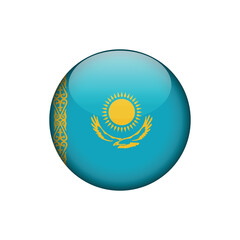 Kazakhstan Flag Circle Button Vector Template