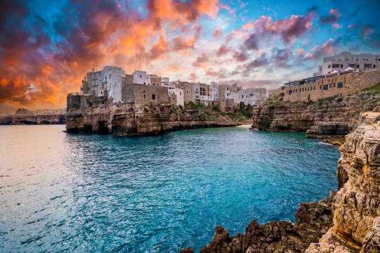 Lama Monachile Bay view in Polignano a Mare Town of Italy