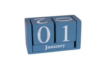 a wooden calendar with the date January 1st