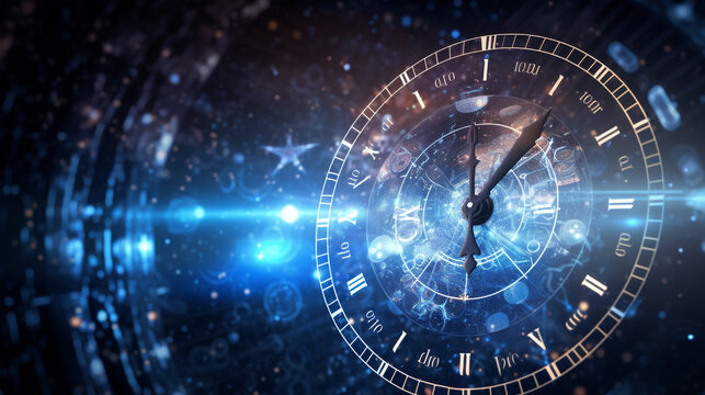 Time concept with clock face on dark background ai generated