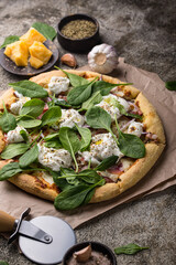 Italian pizza with soft cheese mozzarella
