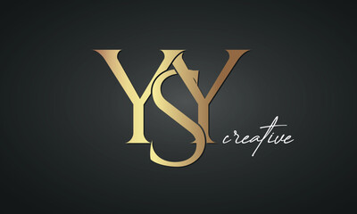 luxury letters YSY golden logo icon premium monogram, creative royal logo design	 - obrazy, fototapety, plakaty