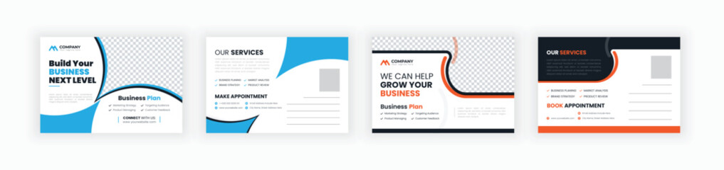 postcard modern business corporate postcard template design.  creative elegant marketing eddm real estate postcard design.