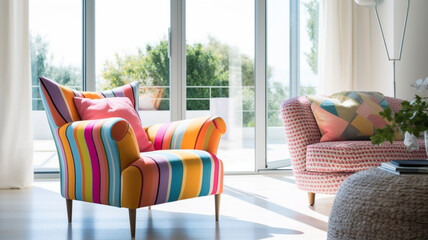 A bright modern living room.Generative AI