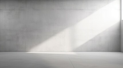 abstract. minimalistic background for product presentation. walls in  large empty room greyish white. can full of sunlight. Loft wall or minimalist wall. Shadow, light from windows to plaster wall...