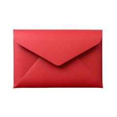 Craft red paper closed envelope on the white isolated background.