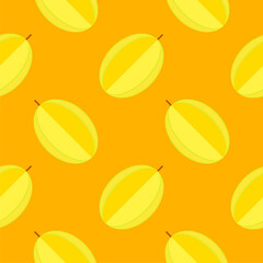 Karambola or star fruit seamless pattern vector illustration