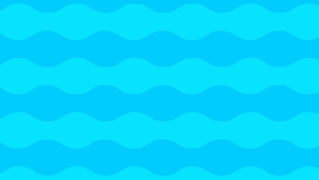 Animated blue waves background. Looped video. Decorative waves gradually moves. Flat pattern. Vector illustration.