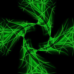 twisting green glowing square format glowing geometric pattern and repeating design