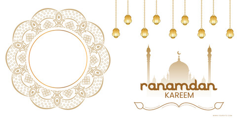 Ramadan Kareem Wishing Design with  moon or star white background color with mandala design in product space vector file