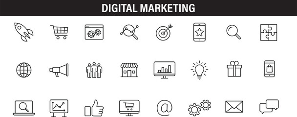 Set of signs for digital marketing