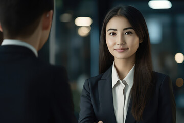 Japanese Businesswomen Shaking Hands with Client 