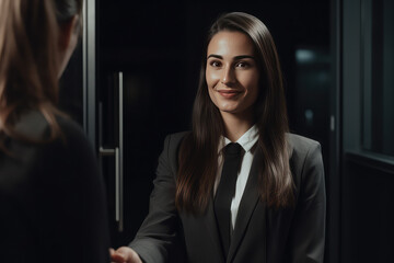 Modern Businesswomen Shaking Hands with Client