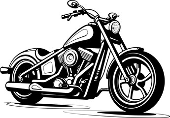 Vintage monochrome motorcycle on white background © KahinurBegum