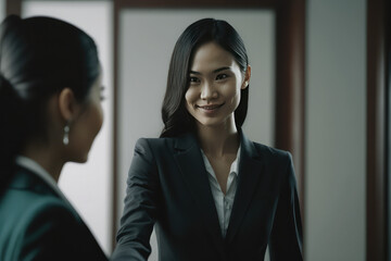 Thai Businesswomen Shaking Hands with Client
